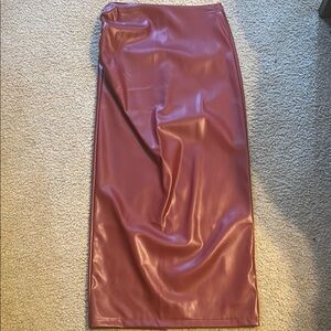 SHEIN Faux Leather Pencil Skirt in Deep Red